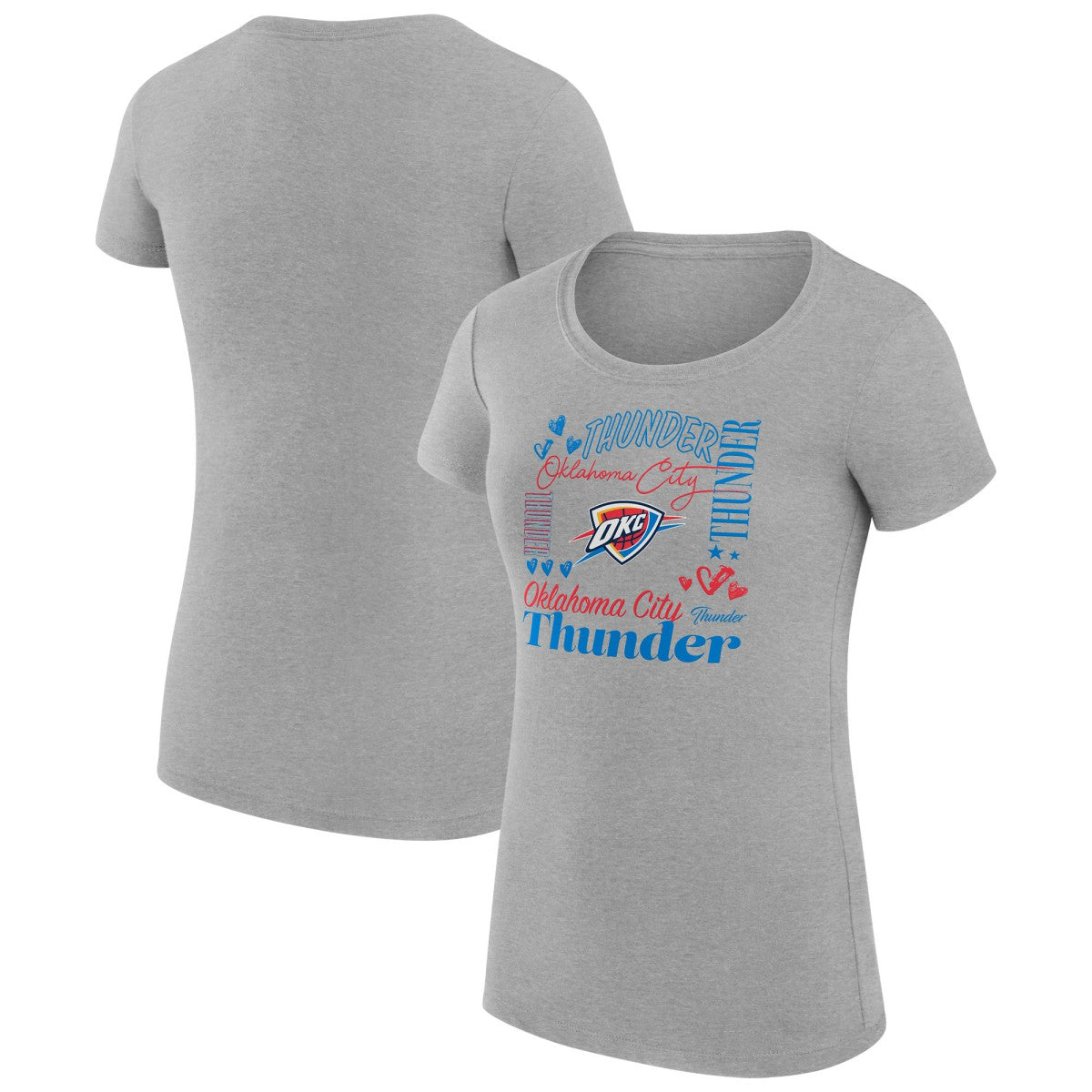 NBA Oklahoma City Thunder G-III 4Her by Carl Banks Women's Super-Slim Fit Lightweight Team Name Collage Graphic T-Shirt