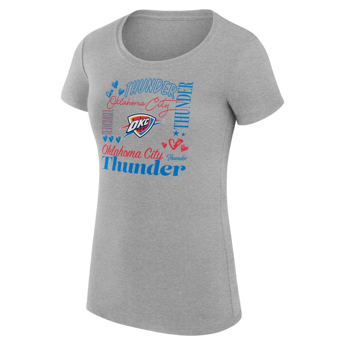 NBA Oklahoma City Thunder G-III 4Her by Carl Banks Women's Super-Slim Fit Lightweight Team Name Collage Graphic T-Shirt