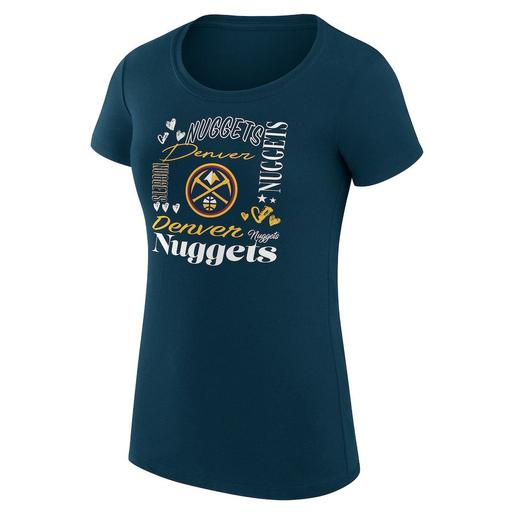 NBA Denver Nuggets G-III 4Her by Carl Banks Women's Super-Slim Fit Lightweight Team Name Collage Graphic T-Shirt sale
