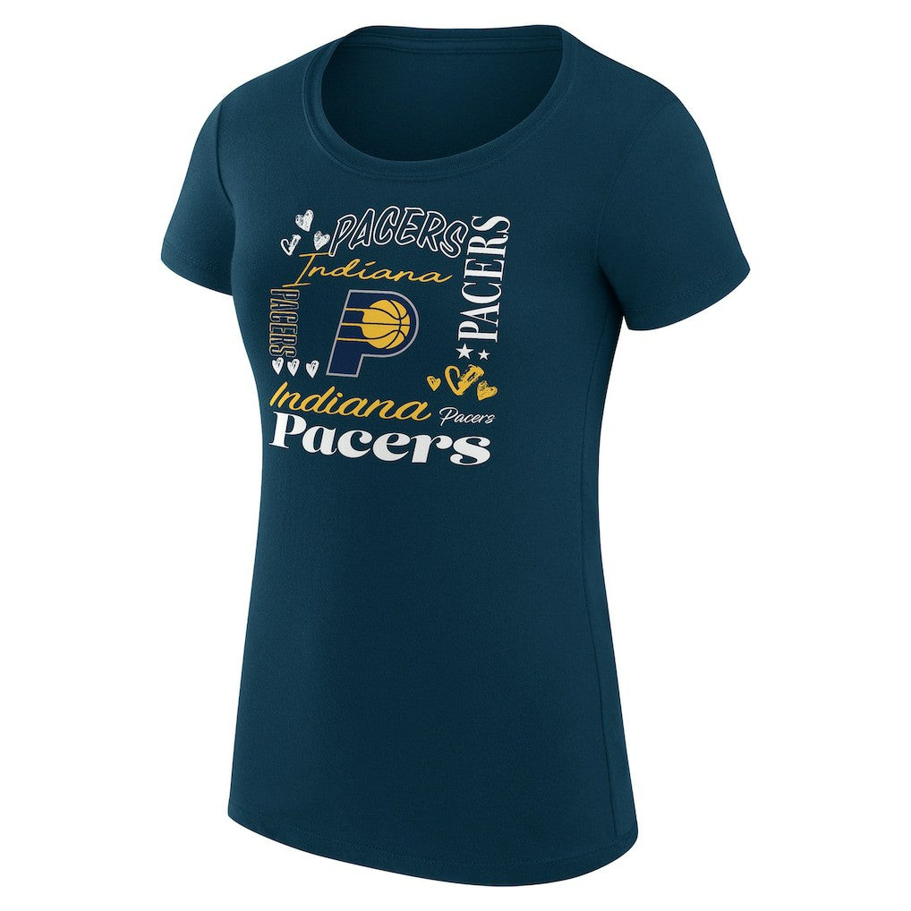 NBA Indiana Pacers G-III 4Her by Carl Banks Women's Super-Slim Fit Lightweight Team Name Collage Graphic T-Shirt