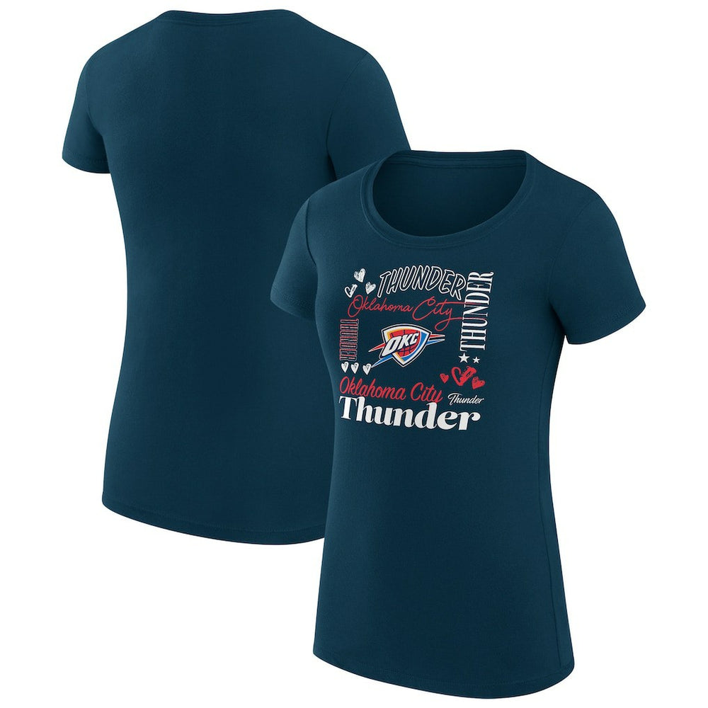 NBA Oklahoma City Thunder G-III 4Her by Carl Banks Women's Super-Slim Fit Lightweight Team Name Collage Graphic T-Shirt
