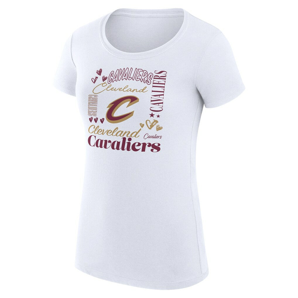 NBA Cleveland Cavaliers G-III 4Her by Carl Banks Women's Super-Slim Fit Lightweight Team Name Collage Graphic T-Shirt sale