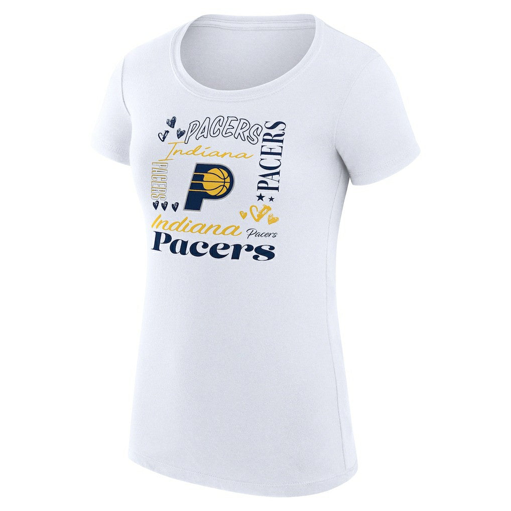 NBA Indiana Pacers G-III 4Her by Carl Banks Women's Super-Slim Fit Lightweight Team Name Collage Graphic T-Shirt