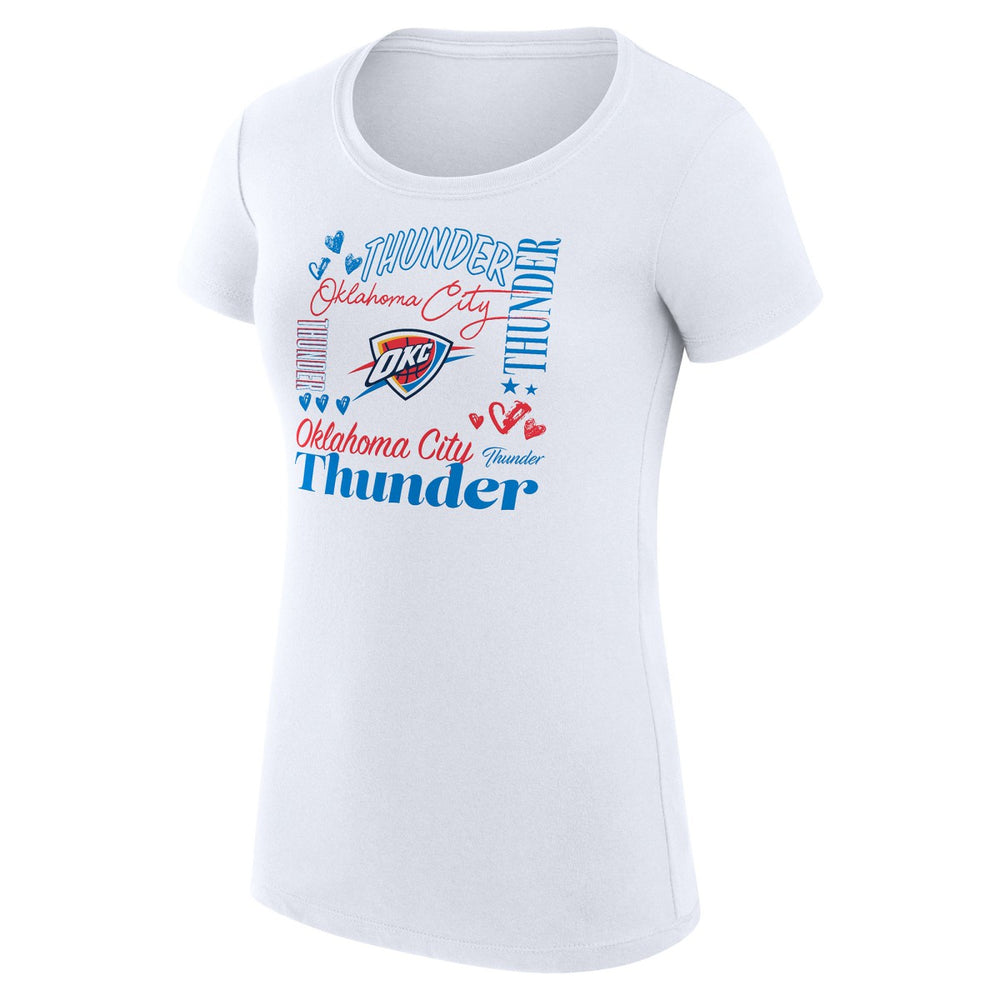 NBA Oklahoma City Thunder G-III 4Her by Carl Banks Women's Super-Slim Fit Lightweight Team Name Collage Graphic T-Shirt
