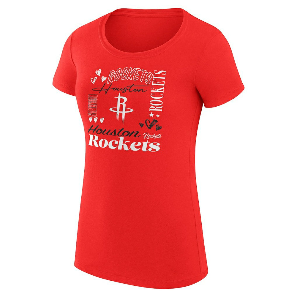 NBA Houston Rockets G-III 4Her by Carl Banks Women's Super-Slim Fit Lightweight Team Name Collage Graphic T-Shirt