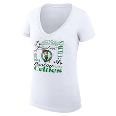 NBA Boston Celtics G-III 4Her by Carl Banks Women's Super-Slim Fit Lightweight Team Name Collage Graphic V-Neck T-Shirt