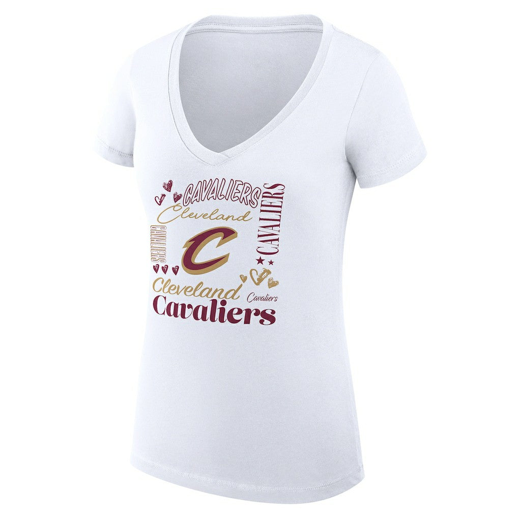 NBA Cleveland Cavaliers G-III 4Her by Carl Banks Women's Super-Slim Fit Lightweight Team Name Collage Graphic V-Neck T-Shirt sale