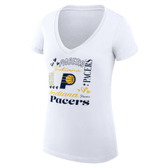NBA Indiana Pacers G-III 4Her by Carl Banks Women's Super-Slim Fit Lightweight Team Name Collage Graphic V-Neck T-Shirt