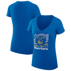 NBA Golden State Warriors G-III 4Her by Carl Banks Women's Super-Slim Fit Lightweight Team Name Collage Graphic V-Neck T-Shirt sale