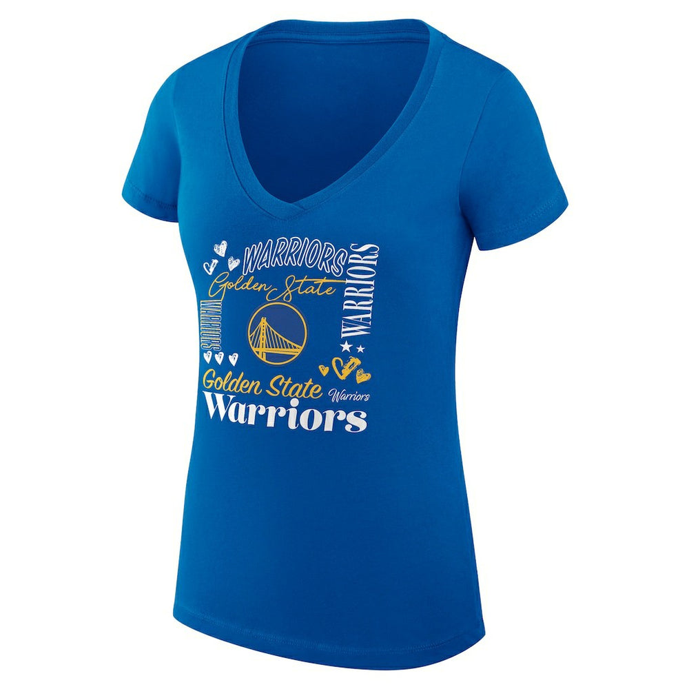NBA Golden State Warriors G-III 4Her by Carl Banks Women's Super-Slim Fit Lightweight Team Name Collage Graphic V-Neck T-Shirt sale