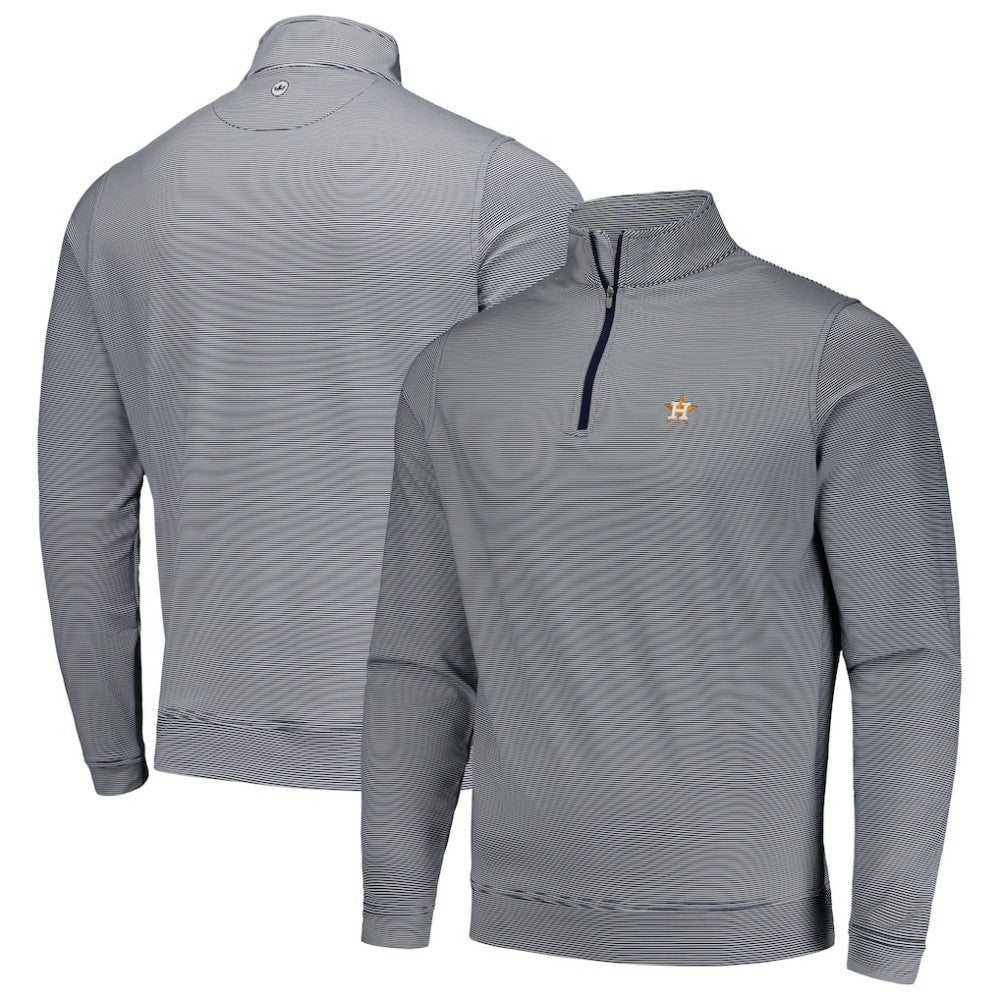 MLB Houston Astros Peter Millar Perth Sugar Stripe Performance Quarter-Zip Top