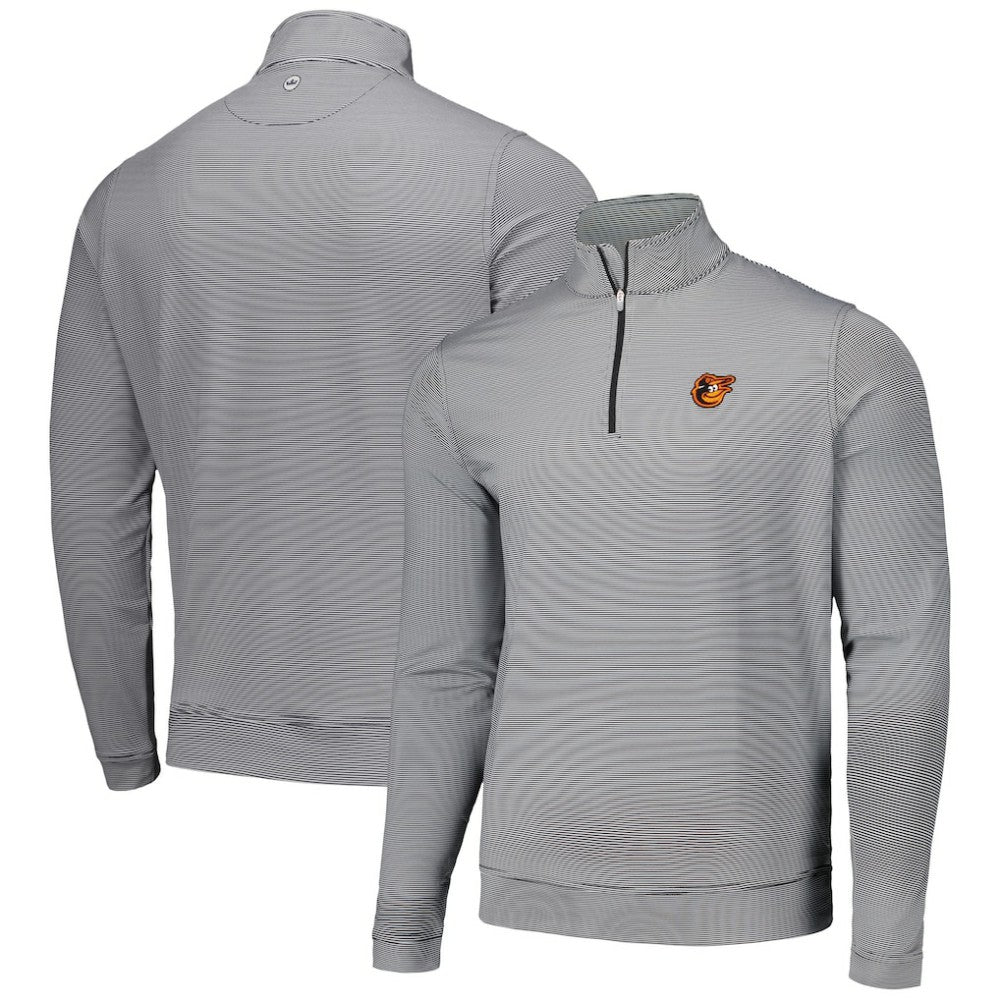 MLB Baltimore Orioles Peter Millar Perth Sugar Stripe Performance Quarter-Zip Top