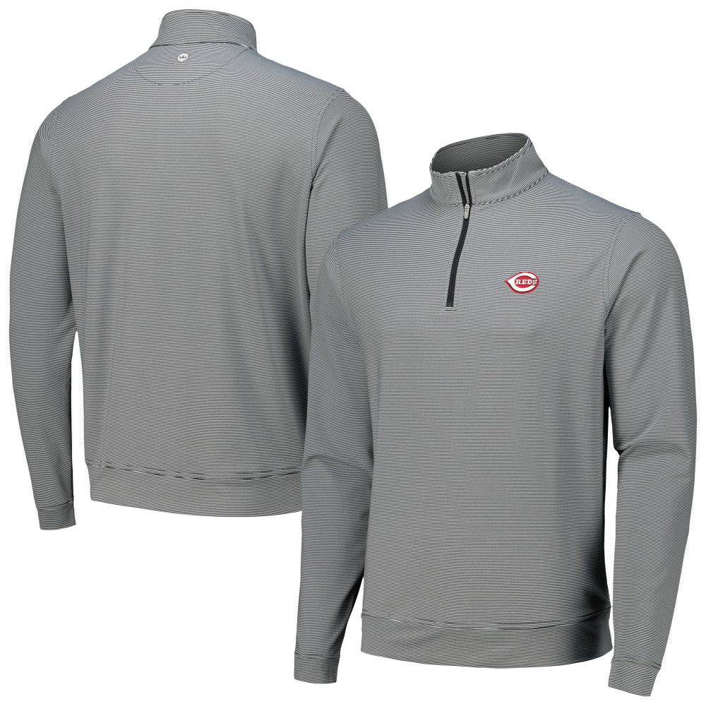 MLB Cincinnati Reds Peter Millar Perth Sugar Stripe Performance Quarter-Zip Top