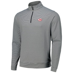 MLB Cincinnati Reds Peter Millar Perth Sugar Stripe Performance Quarter-Zip Top