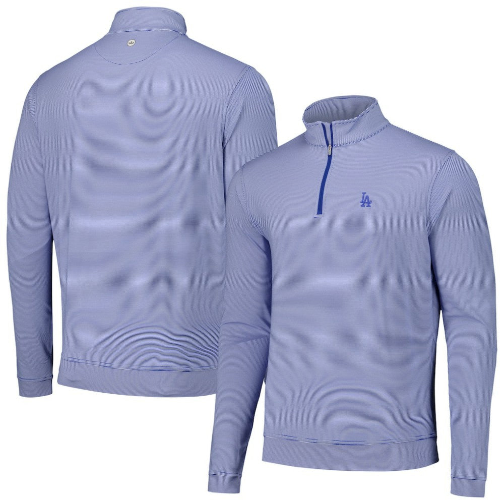 MLB Los Angeles Dodgers Peter Millar Perth Sugar Stripe Performance Quarter-Zip Top