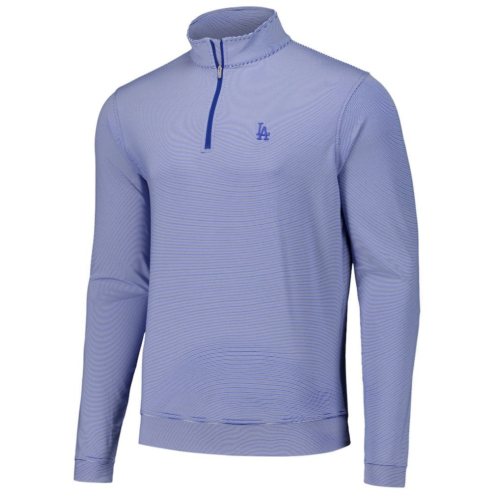 MLB Los Angeles Dodgers Peter Millar Perth Sugar Stripe Performance Quarter-Zip Top