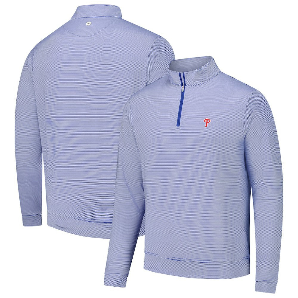 MLB Philadelphia Phillies Peter Millar Perth Sugar Stripe Performance Quarter-Zip Top