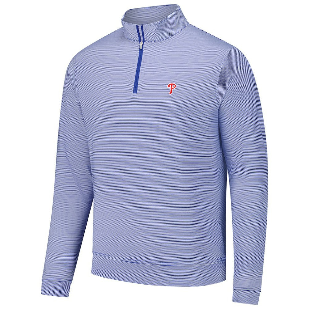 MLB Philadelphia Phillies Peter Millar Perth Sugar Stripe Performance Quarter-Zip Top