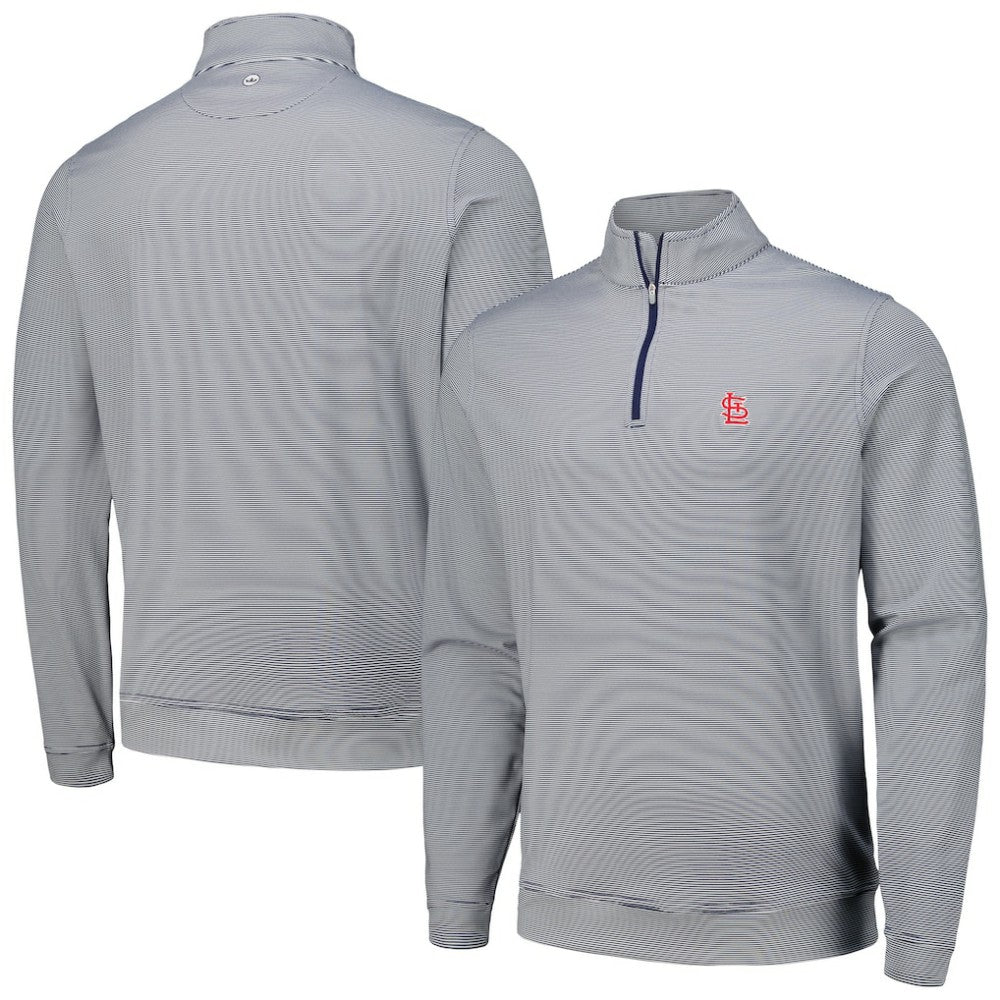 MLB St. Louis Cardinals Peter Millar Perth Sugar Stripe Performance Quarter-Zip Top