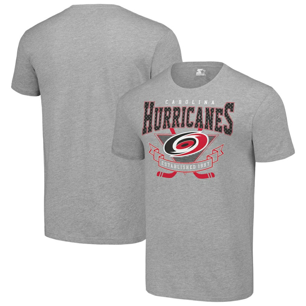 NHL Heather Gray Carolina Hurricanes Starter Team Logo Graphic T-Shirt