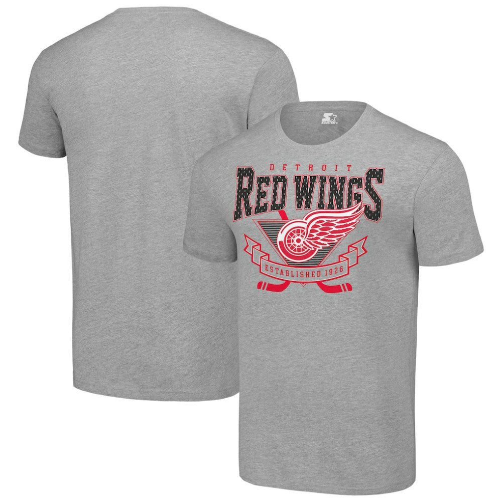 NHL Heather Gray Detroit Red Wings Starter Team Logo Graphic T-Shirt