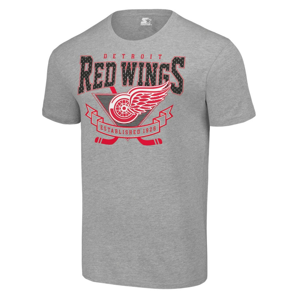 NHL Heather Gray Detroit Red Wings Starter Team Logo Graphic T-Shirt