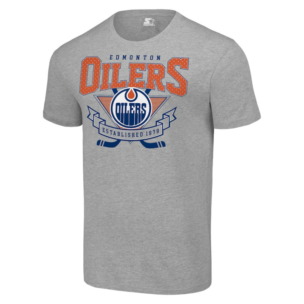 NHL Heather Gray Edmonton Oilers Starter Team Logo Graphic T-Shirt