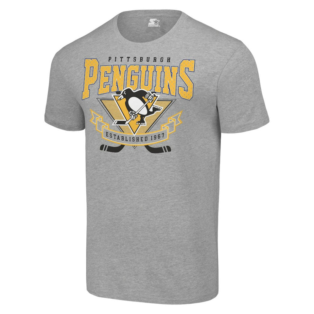 NHL Heather Gray Pittsburgh Penguins Starter Team Logo Graphic T-Shirt