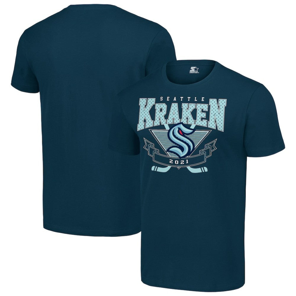NHL Deep Sea Blue Seattle Kraken Starter Team Logo Graphic T-Shirt
