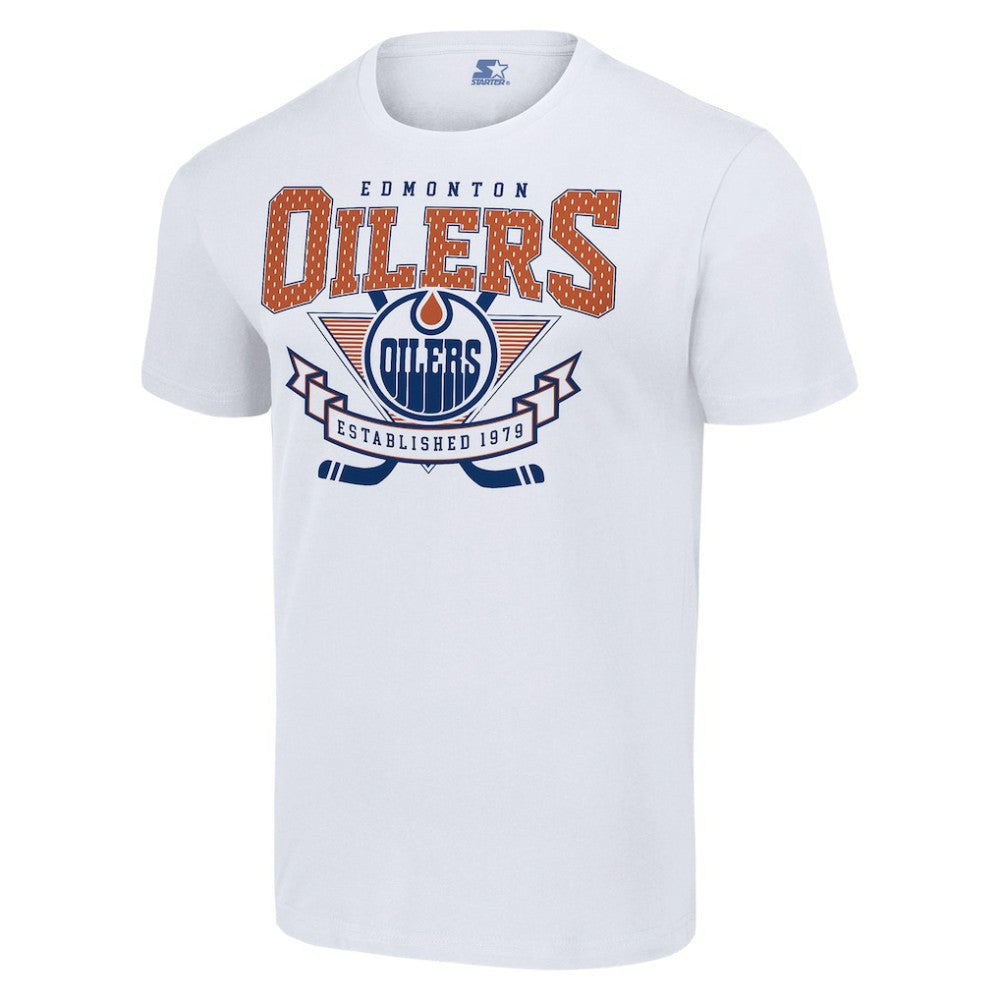 NHL White Edmonton Oilers Starter Team Logo Graphic T-Shirt