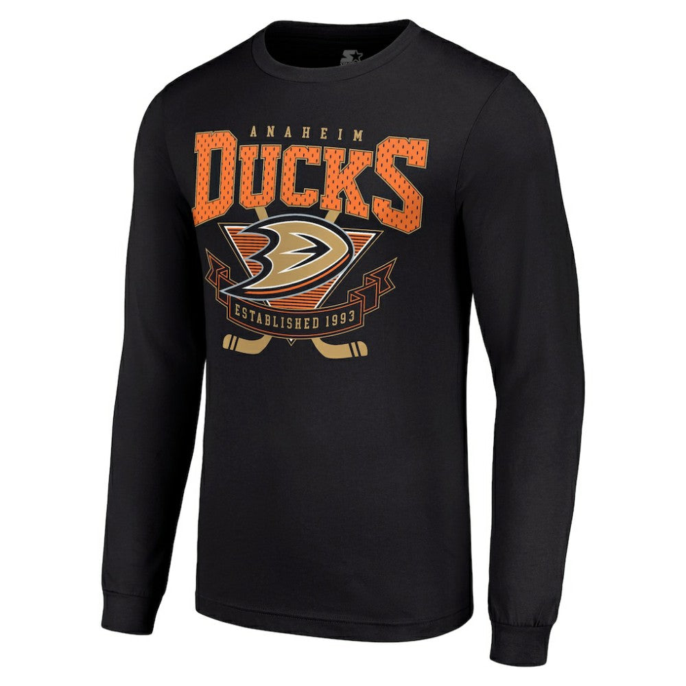 NHL Black Anaheim Ducks Starter Team Logo Graphic Long Sleeve T-Shirt