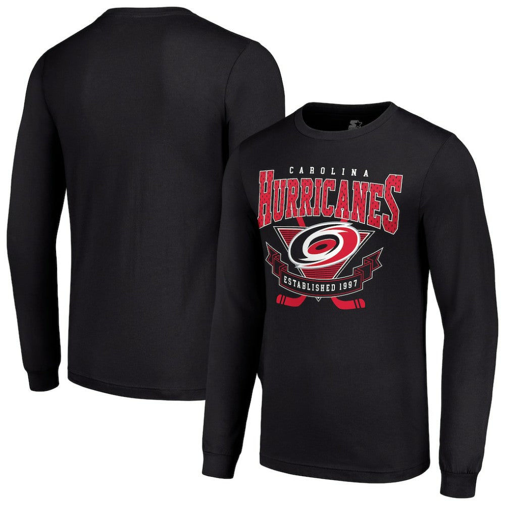 NHL Black Carolina Hurricanes Starter Team Logo Graphic Long Sleeve T-Shirt