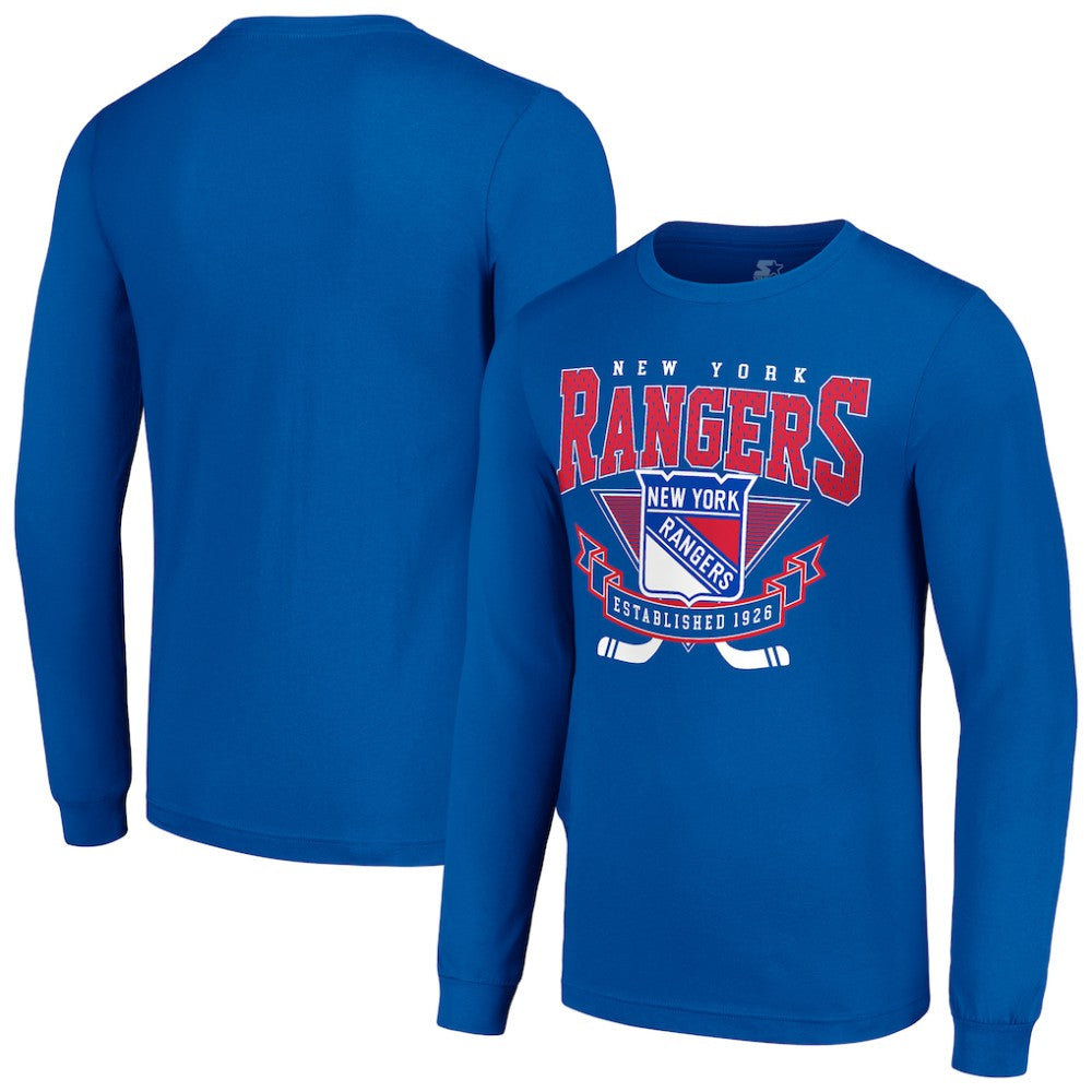 NHL Blue New York Rangers Starter Team Logo Graphic Long Sleeve T-Shirt