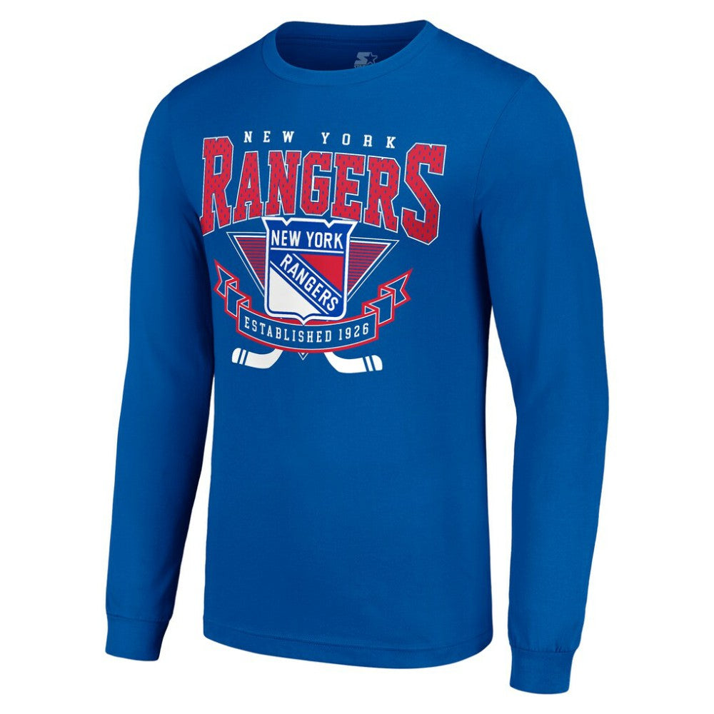 NHL Blue New York Rangers Starter Team Logo Graphic Long Sleeve T-Shirt