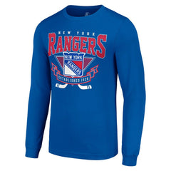 NHL Blue New York Rangers Starter Team Logo Graphic Long Sleeve T-Shirt