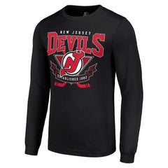 NHL Black New Jersey Devils Starter Team Logo Graphic Long Sleeve T-Shirt