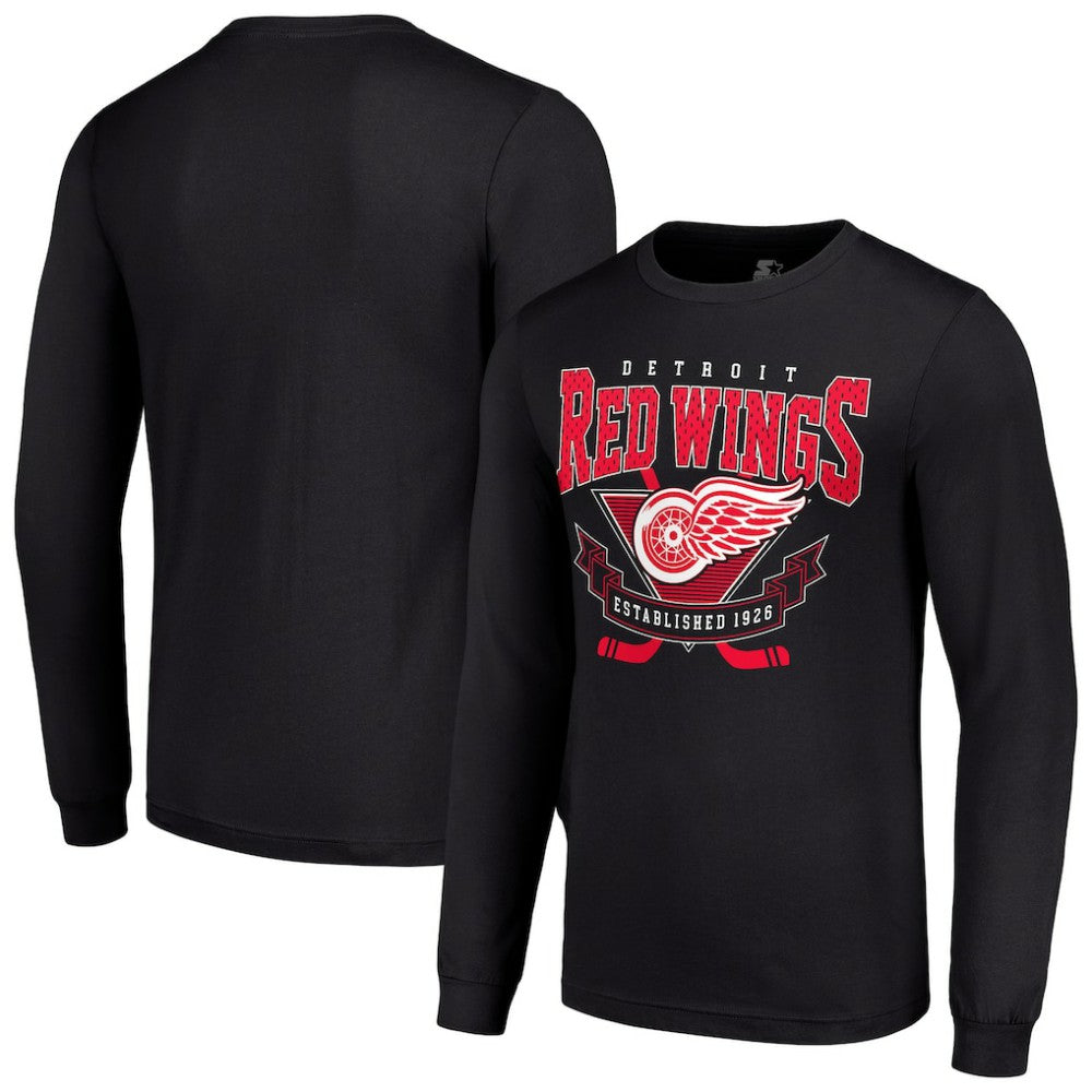 NHL Black Detroit Red Wings Starter Team Logo Graphic Long Sleeve T-Shirt