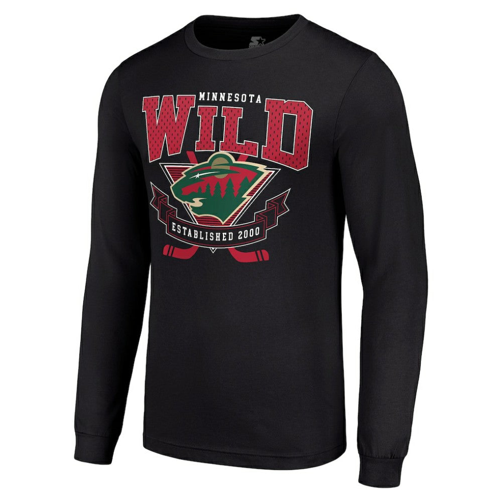 NHL Black Minnesota Wild Starter Team Logo Graphic Long Sleeve T-Shirt