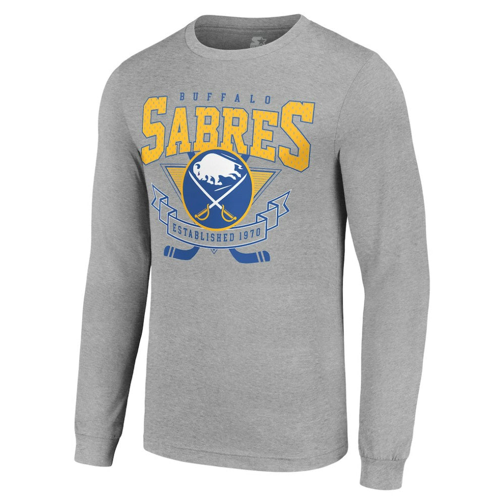 NHL Heather Gray Buffalo Sabres Starter '80s Inspired Team Logo Long Sleeve T-Shirt