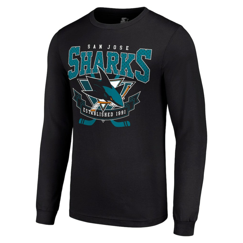 NHL Black San Jose Sharks Starter Team Logo Graphic Long Sleeve T-Shirt