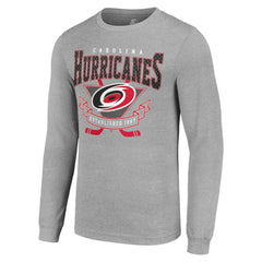 NHL Heather Gray Carolina Hurricanes Starter '80s Inspired Team Logo Long Sleeve T-Shirt