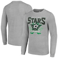 NHL Heather Gray Dallas Stars Starter '80s Inspired Team Logo Long Sleeve T-Shirt