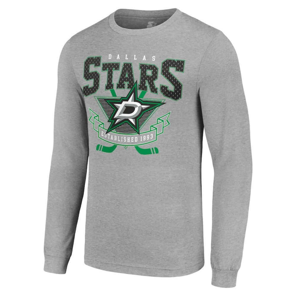 NHL Heather Gray Dallas Stars Starter '80s Inspired Team Logo Long Sleeve T-Shirt