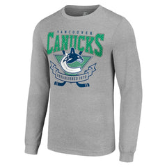 NHL Heather Gray Vancouver Canucks Starter '80s Inspired Team Logo Long Sleeve T-Shirt