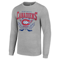 NHL Heather Gray Montreal Canadiens Starter '80s Inspired Team Logo Long Sleeve T-Shirt