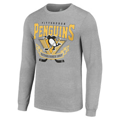NHL Heather Gray Pittsburgh Penguins Starter '80s Inspired Team Logo Long Sleeve T-Shirt