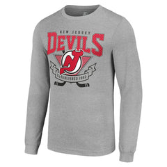 NHL Heather Gray New Jersey Devils Starter '80s Inspired Team Logo Long Sleeve T-Shirt