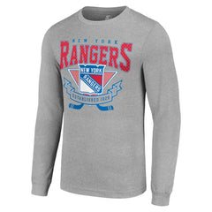NHL Heather Gray New York Rangers Starter '80s Inspired Team Logo Long Sleeve T-Shirt