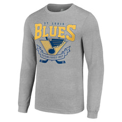 NHL Heather Gray St. Louis Blues Starter '80s Inspired Team Logo Long Sleeve T-Shirt