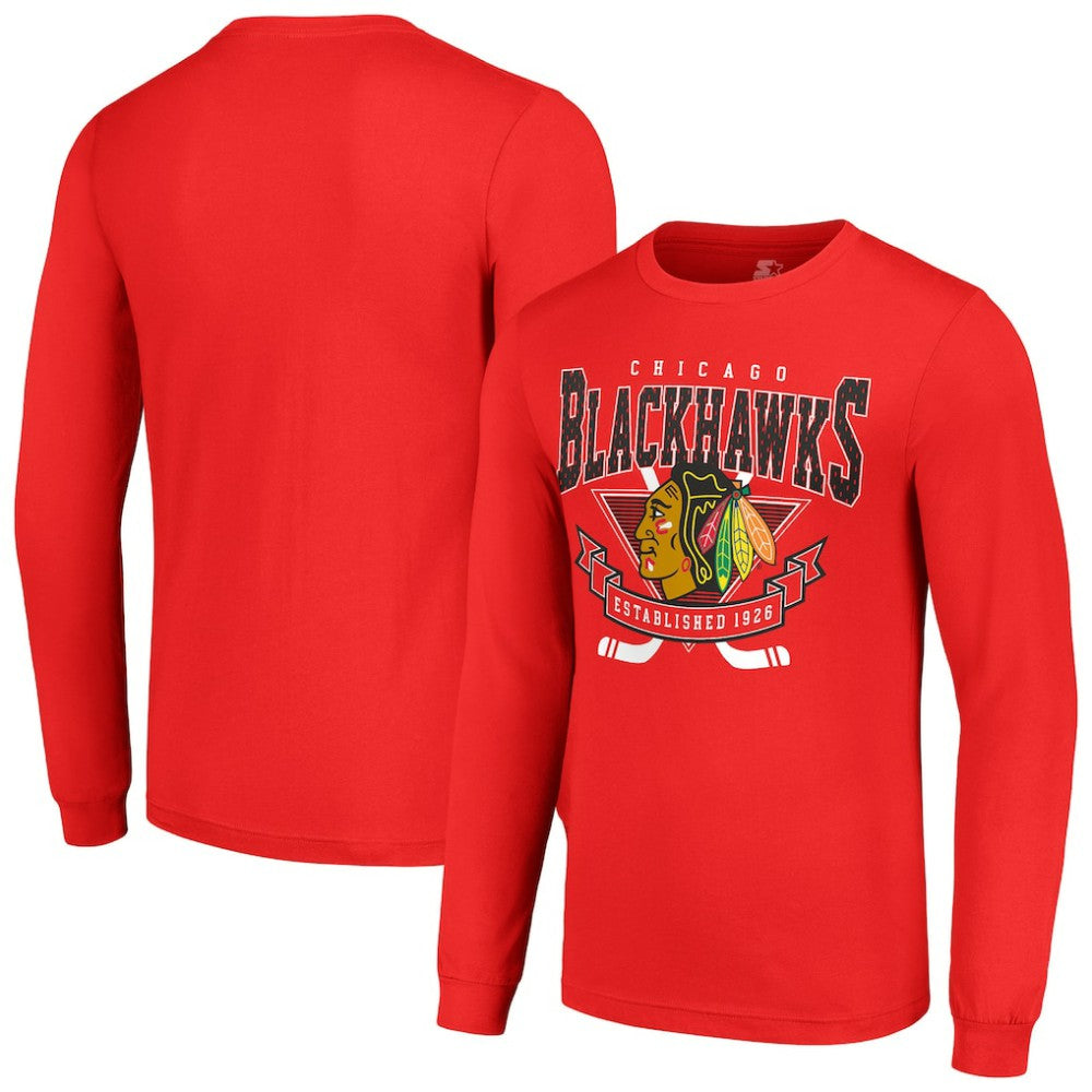 NHL Red Chicago Blackhawks Starter Team Logo Graphic Long Sleeve T-Shirt
